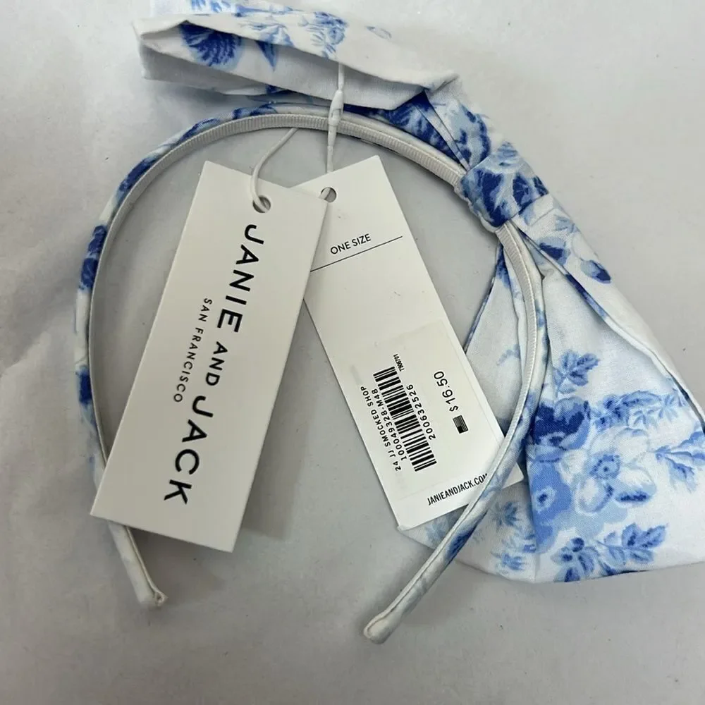 Janie and Jack 100049328 Blue and Shite floral headband NWT one size